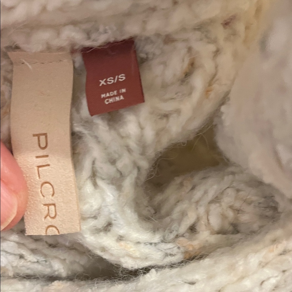 NWOT Anthropologie Pilcro Textured Knit Sweater in Cream and Gray - Picture 4 of 7